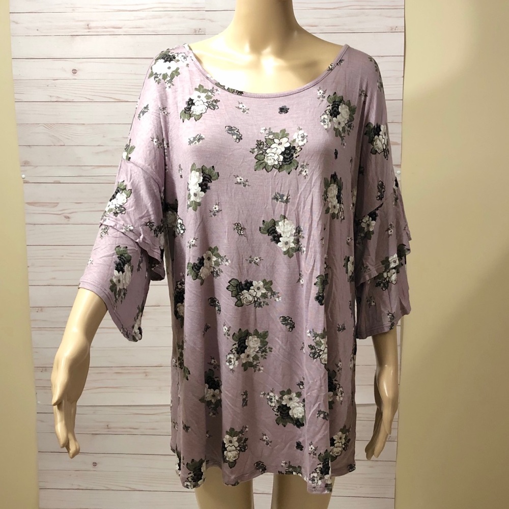 No Comment Plus Womens Floral Top 2X
